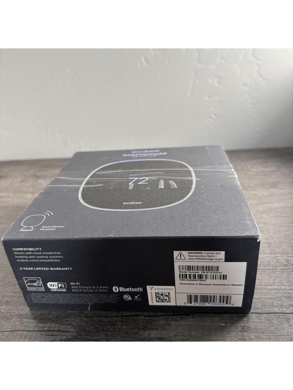 ecobee SmartThermostat EB-STATE5-01 With Voice Control & Smart Sensor Included - Picture 2 of 5